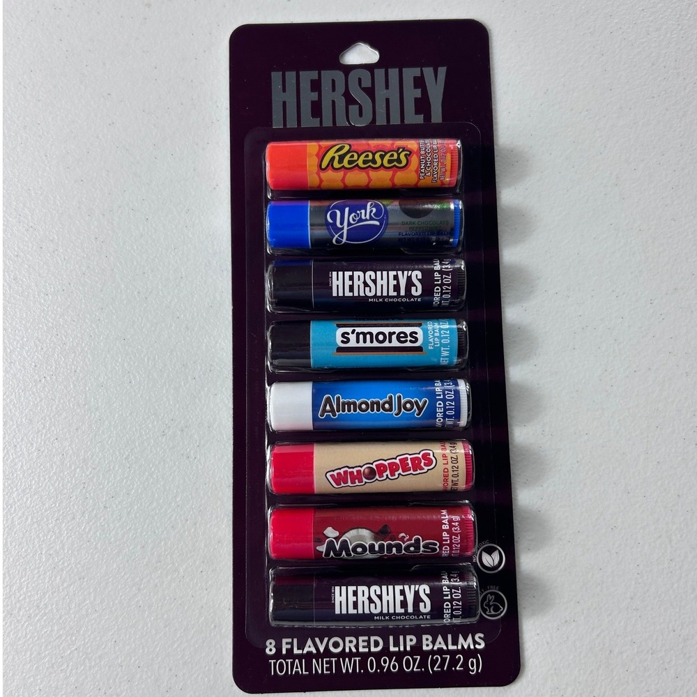 Hershey 8 Flavored Lip Balms Set Reese's York S'mores Almond Joy Whoppers Mounds